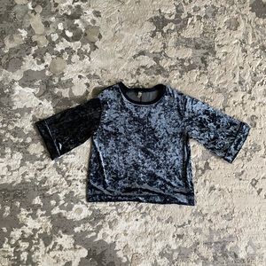 Blue Velour Oversize Tee